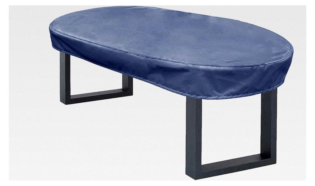 Abdeckplane Oval 160x100x15 cm für Essbank, Holzbank und Gartentisch, 900 D, 500 g/m², 6.000 mm Wasserbeständigkeit, Anthrazit
