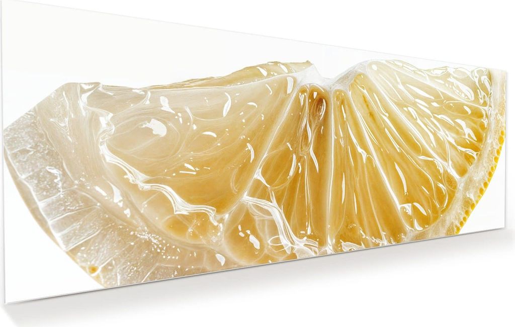 Glasbild 150x60cm in XXL für Wohnzimmer, Schlafzimmer Motiv Zitronenscheibe