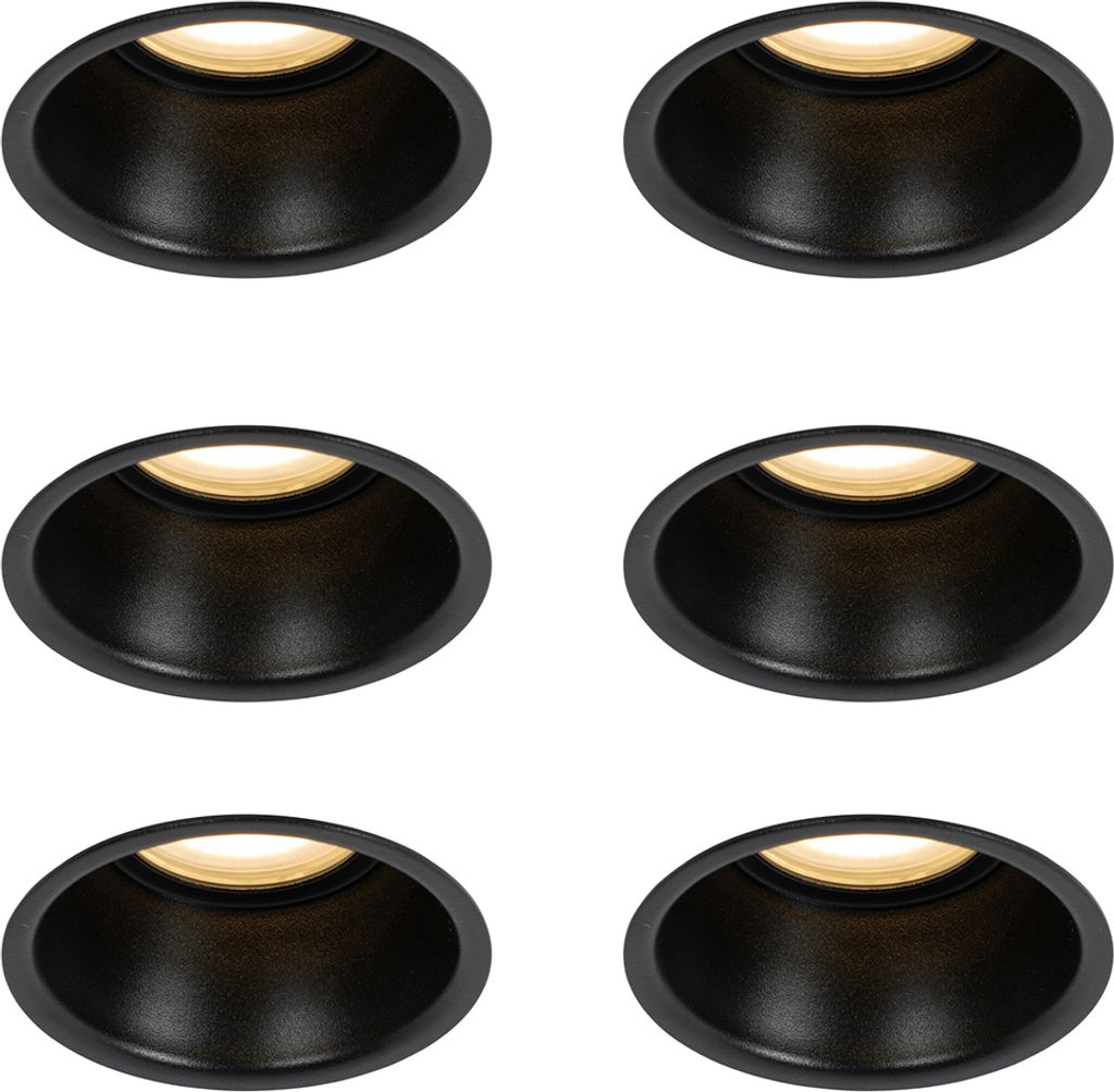 QAZQA - Modern Set mit 6 Einbaustrahlern schwarz GU10 50mm Produktbild 