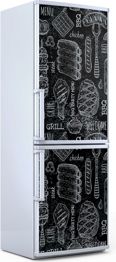 Magnete Dekorative - 60 cm x 180 cm - Küche Magnetmatte Kühlschrankmagnete - Bbq Skizze Kreidetafel