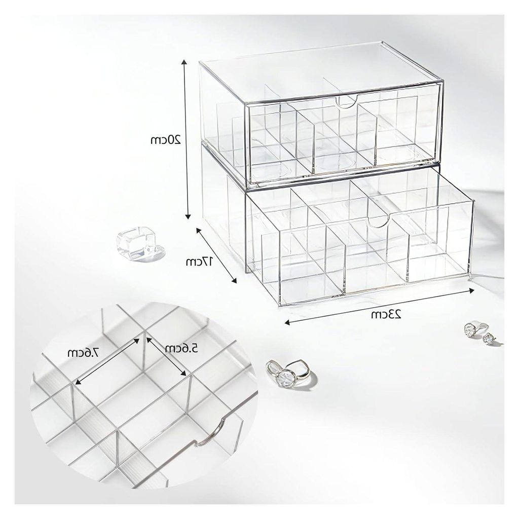 Teebox mit 18 Fächern, Teebeutel-Aufbewahrungsbox mit Schublade, stapelbarer Tee-Organizer für Küchenschränke und Speisekammern, transparent, 2...