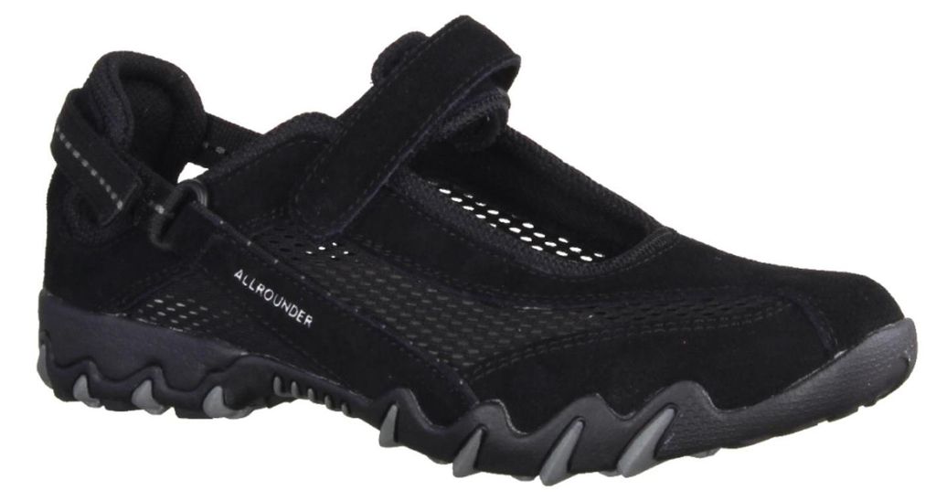 Allrounder By Mephisto Niro Leder/Textil, Schwarz Damen Ballerina Wechselfußbett - Damenschuhe Slipper / Trotteur, Schwarz, leder/textil (mesh)