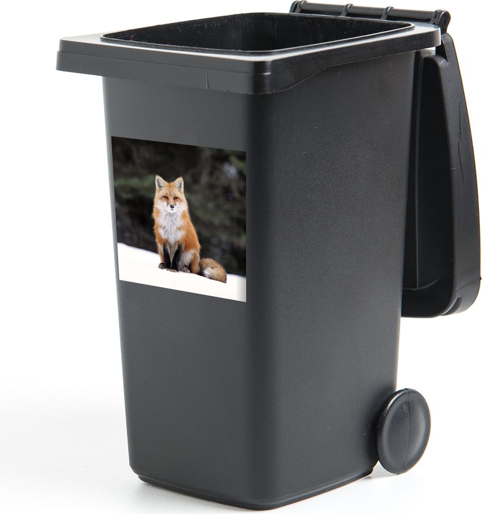 MuchoWow Mülltonnenaufkleber Fuchs - Schnee - Rot 40x40 cm - Abfall-Aufkleber - Container - für Abfallcontainer