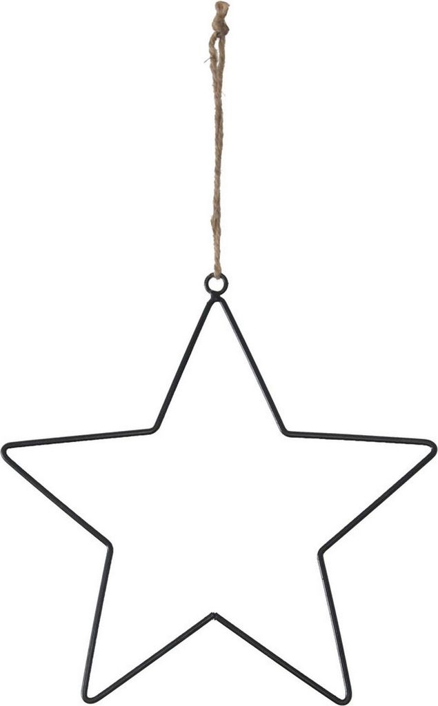 Dekohänger Stern mit Juteschnur - schwarz - 28cm - 4 Stück - A34973-074