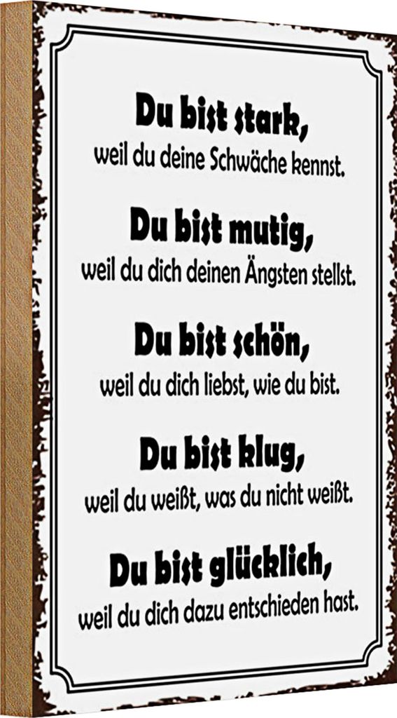 Holzschild Spruch 20x30cm Du bist stark, mutig, schön