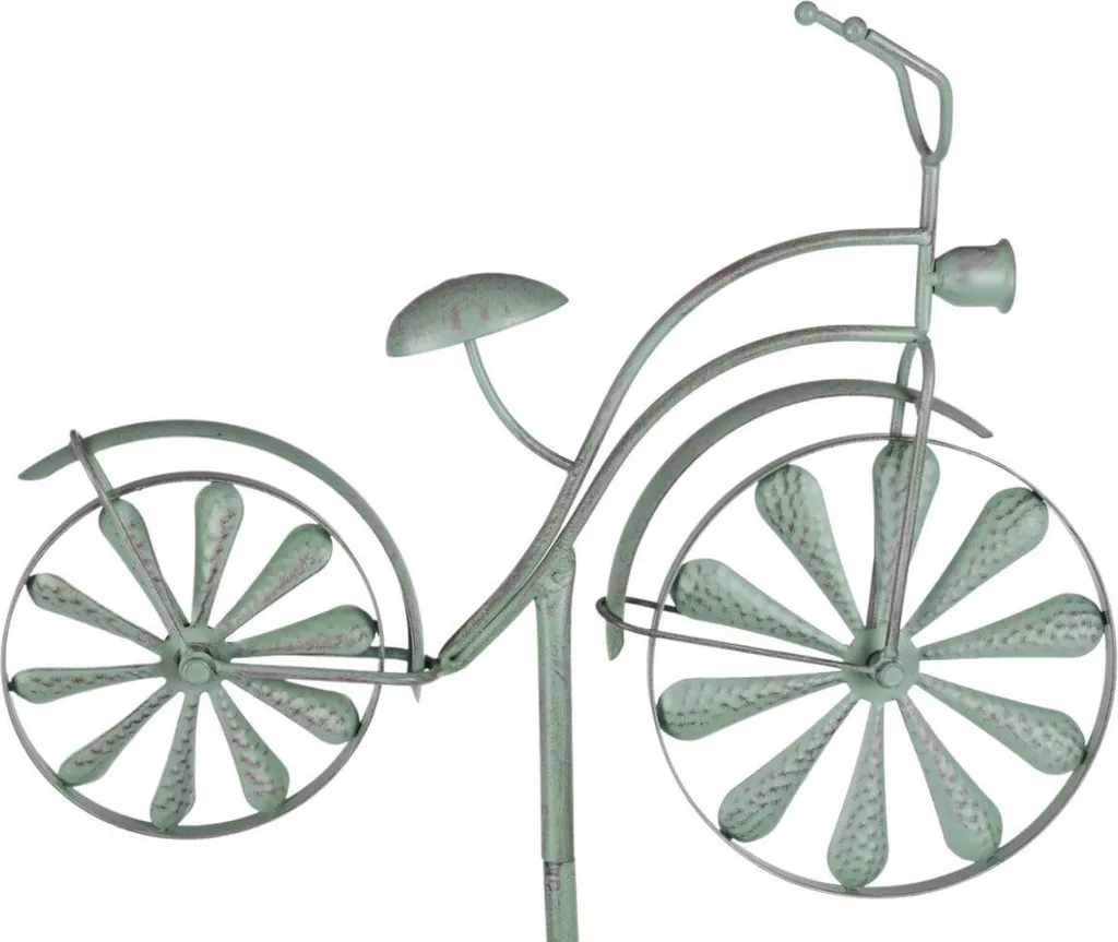 Décoration de jardin vélo rétro moulin à vent en métal vert antique