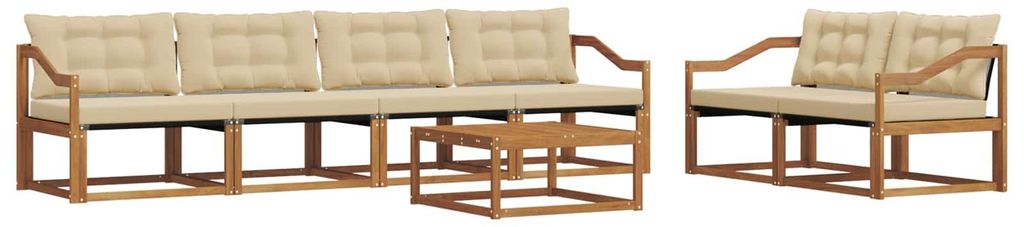 vidaXL Outdoor-Sofagarnitur mit Kissen 7 pcs Natur und Beige