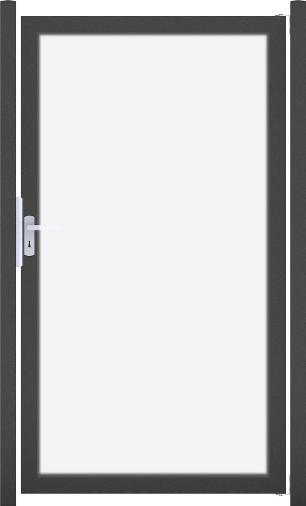 GroJa Ambiente Einzeltor 100 x 180 cm mit Alurahmen Anthrazit DB 703 Klarglas Universal