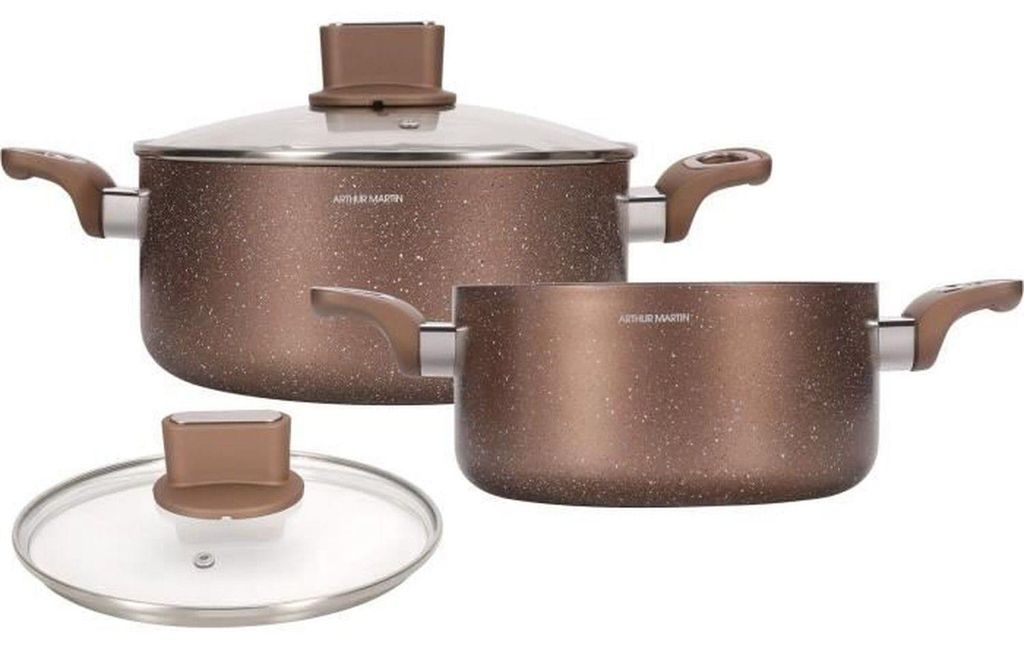 Set aus 20–24 cm großen Kochtöpfen mit Glasdeckeln – Aluminium – Geeignet für alle Herdarten, inklusive Induktion