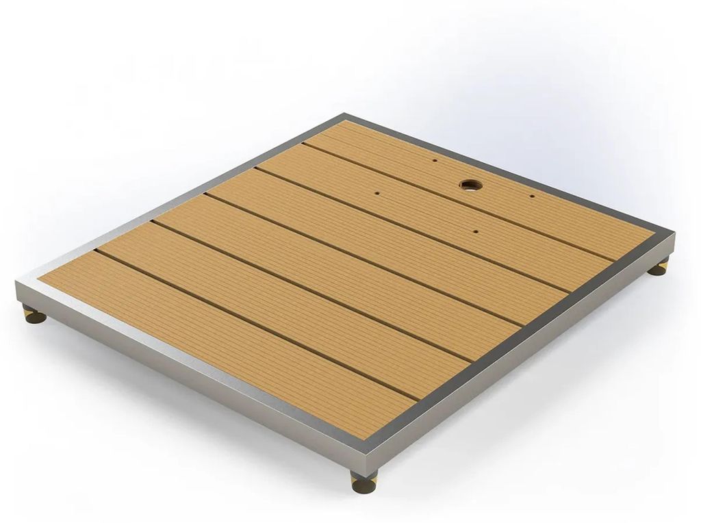 HAF Ideal Eichenwald WPC Bodenplatte 840x750 mm in Hellbraun | Rutschfeste, langlebige und wetterfeste Duschplattform für Solar Gartendusche von I...