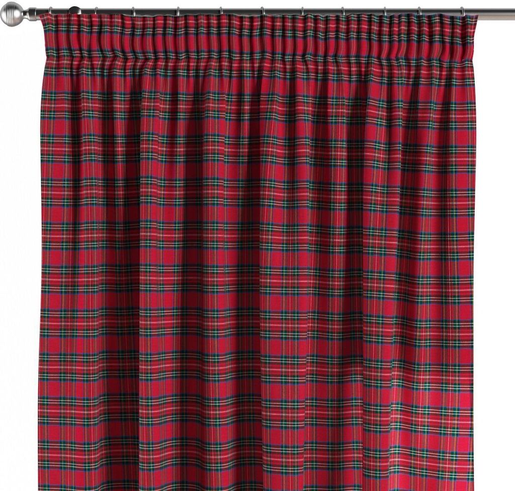 Dekoria Vorhang mit Kräuselband, rot-grün, 130 x 100 cm