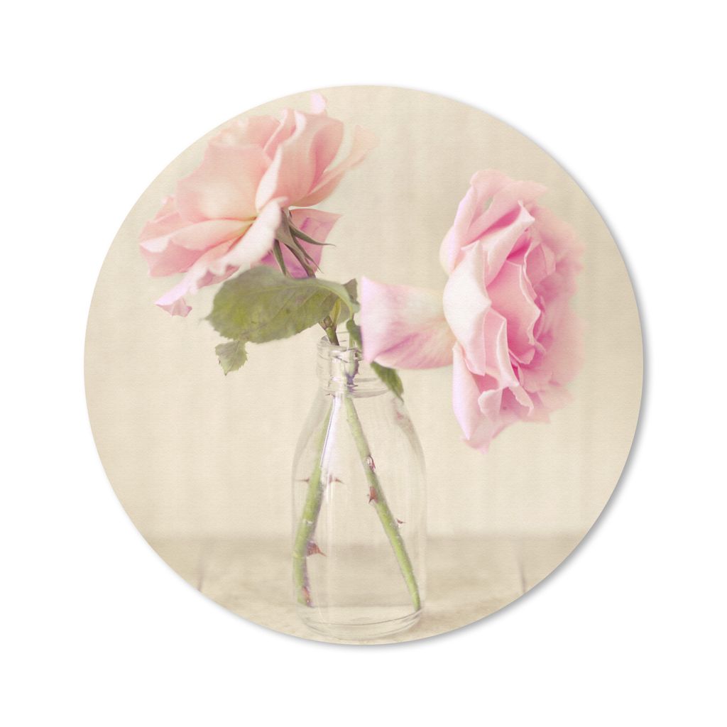 MuchoWow Mauspad Mousepad Zwei rosa Rosen als Dekoration in einer Glasflasche 30x30 cm - Mousepads - Maus Mat - Pad - Mausunterlage - Tischunterl...