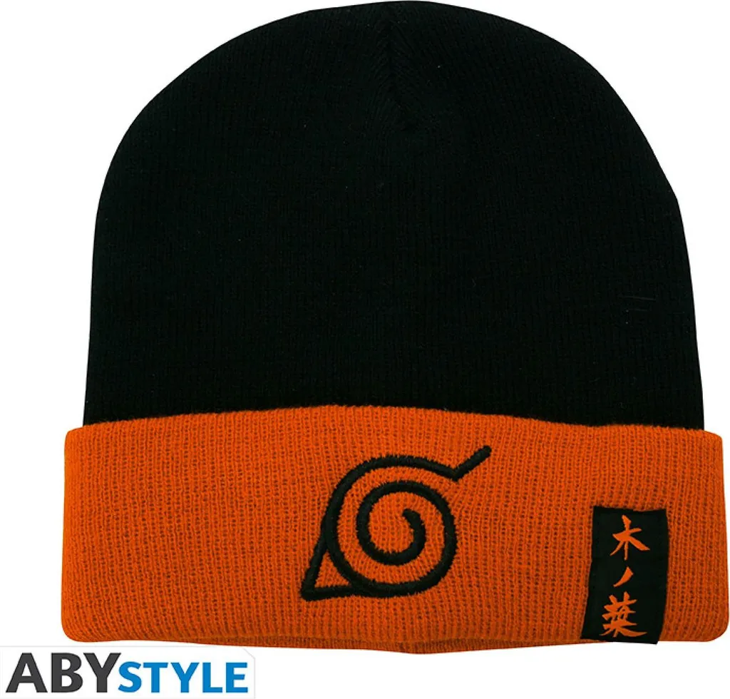 Bonnet Naruto Konoha Noir Brodé - Bonnet Chaud en Maille Premium