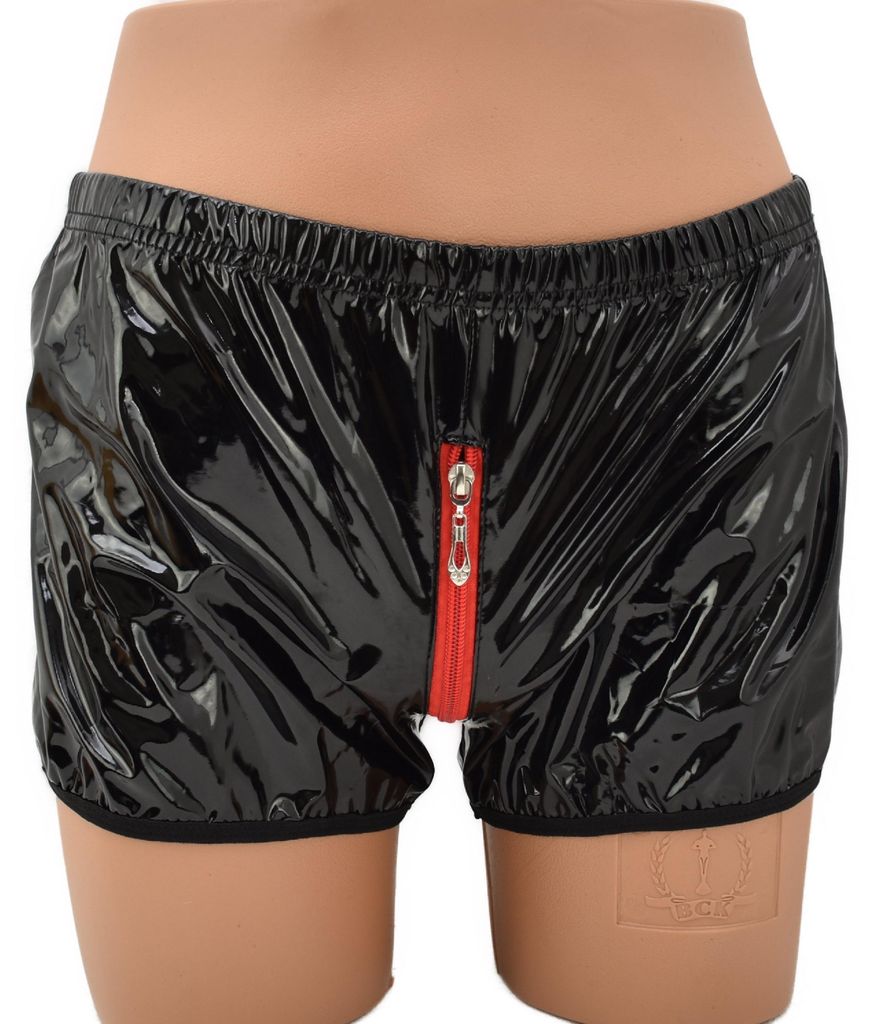 Herren Leder Shorts mit durchgehendem Reisverschluss