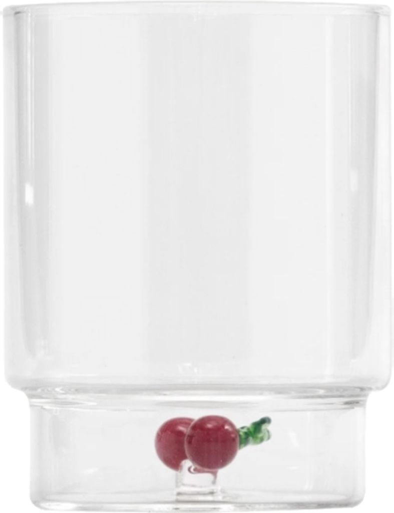 Zafferano Teca Frutta - Set mit 6 Gläsern aus Borosilikatglas mit Apfel - 35 cl Becher, doppelter Boden, handdekoriert, leicht waschbar