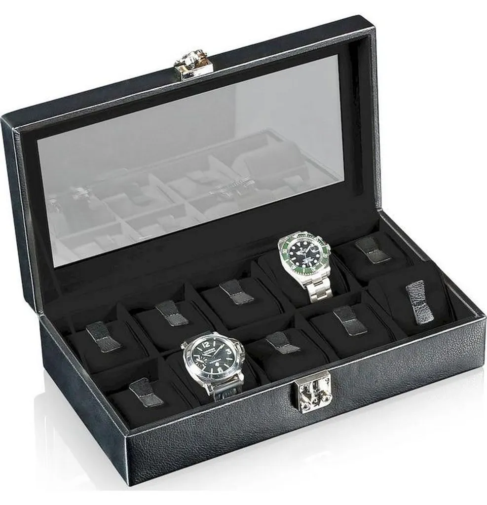 Coffret de rangement montres en bois noir Designhütte Solid 10