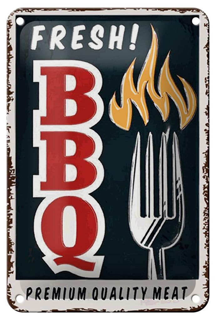 Blechschild Spruch 12x18cm fresh BBQ Grill Premium Quality