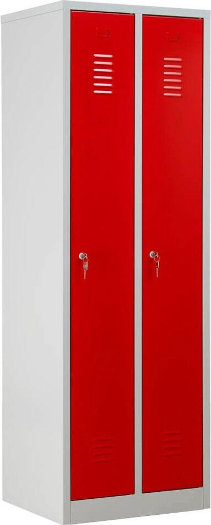 Gürkan Spind lichtgrau, feuerrot 103490, 2 Schließfächer 60,0 x 50,0 x 180,0 cm