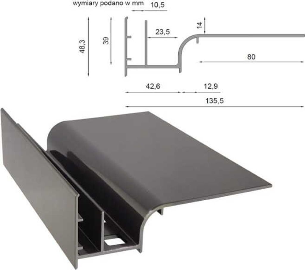 Renoplast Aluminium Traufprofil W10 Belüftungsboden, Profil 200cm, Grau