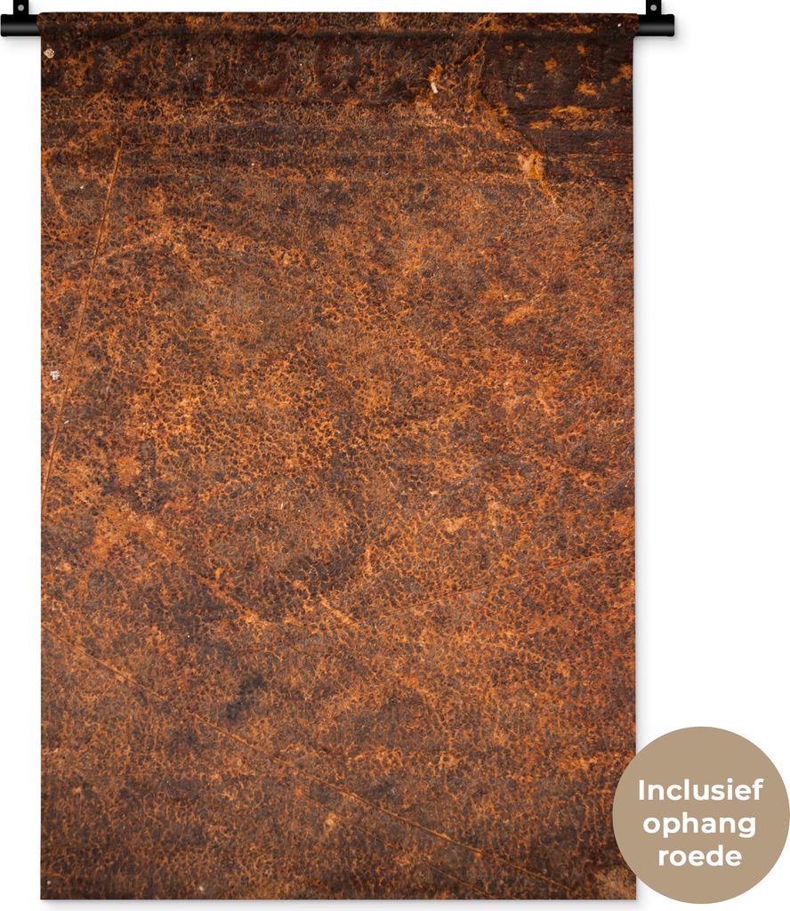 MuchoWow Wandteppich Wandbehang Leder - Textur - Braun - Orange 60x90 cm Tapisserie Dekoration Wandtuch - Foto-Teppich - Abwaschbar
