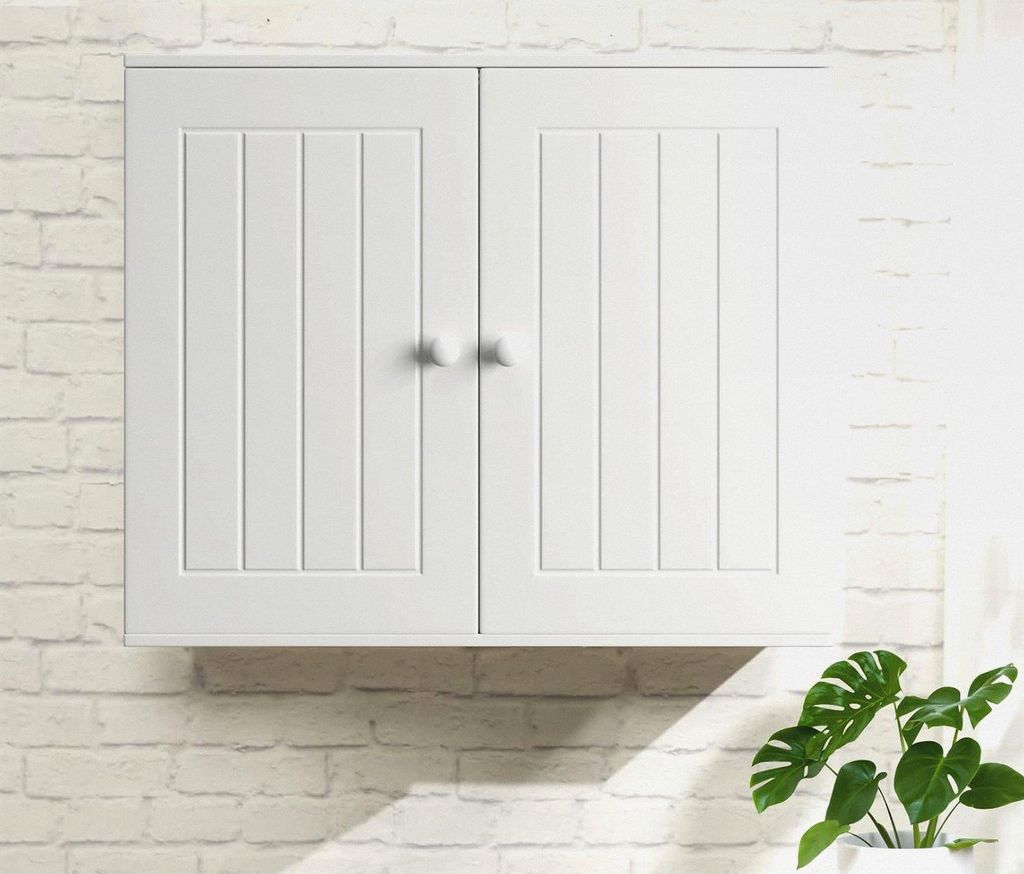 Wandschrank Schrank Hängeschrank, Wandmontiert oder Bodenstehend, 60×15.2×50.3CM, Weiß, für Bad, Waschküche, Küche, Schlafzimmer, Wohnzimmer...
