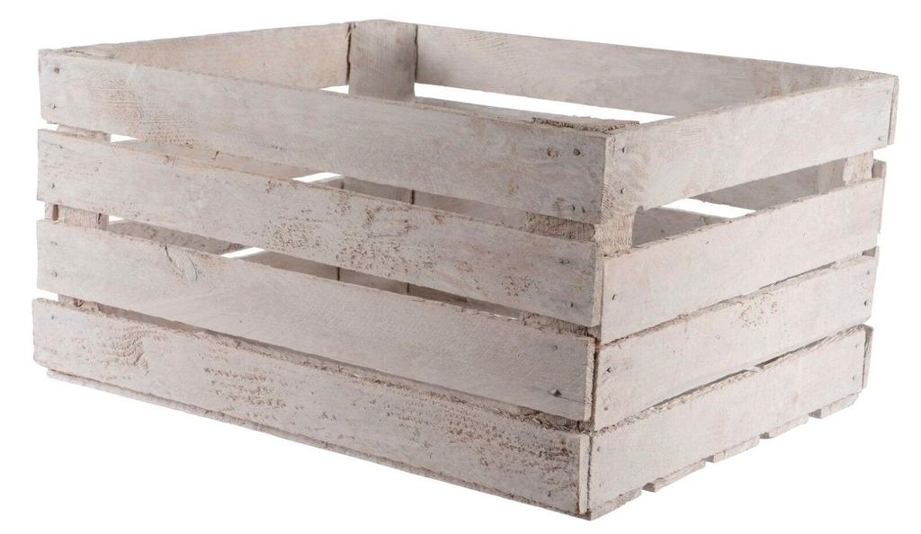 Holzkiste Apfellattenkiste  weiß Lagerkiste aus Holz 40 x Produktbild 