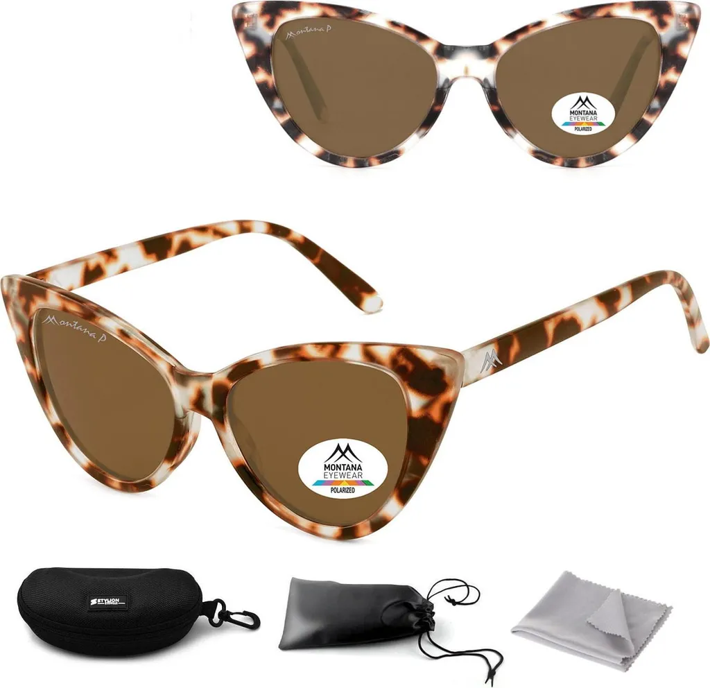 Monture Solaire Femme Style Papillon Verres Polarisés Marron et Doré