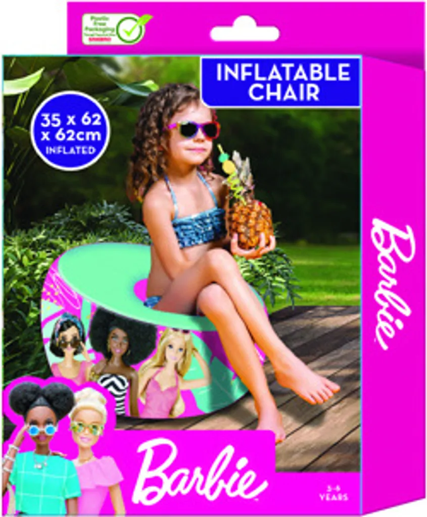 Chaise gonflable Barbie 35x62 cm pour coin lecture et jeux enfant