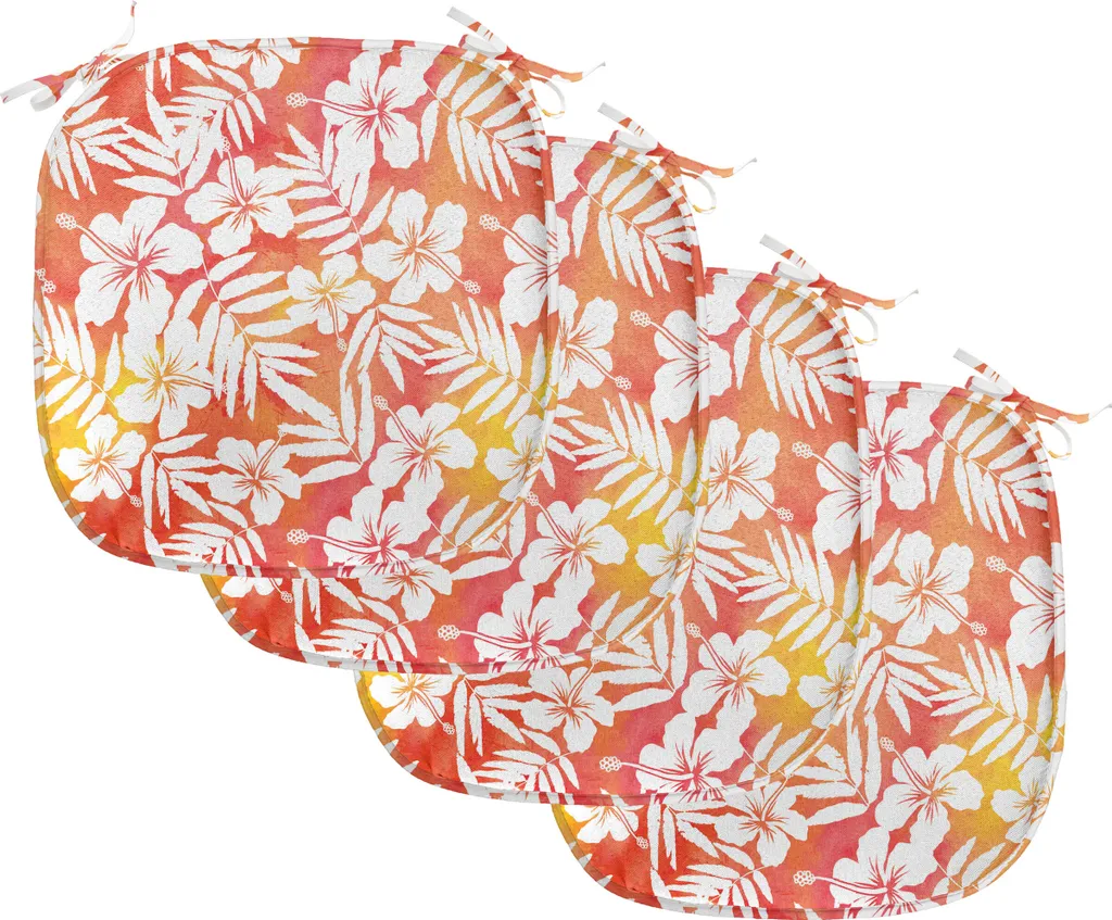 ABAKUHAUS Housses de Chaise Aloha Orange en Tissu Imperméable Lot de 4