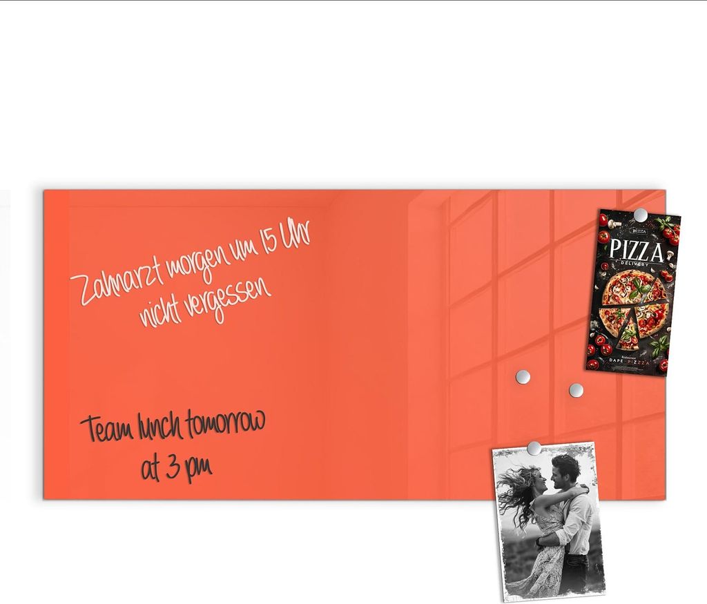 Magnettafel 100x50cm Pinnwand Whiteboard beschreibbar - Rot-Oranger Hintergrund