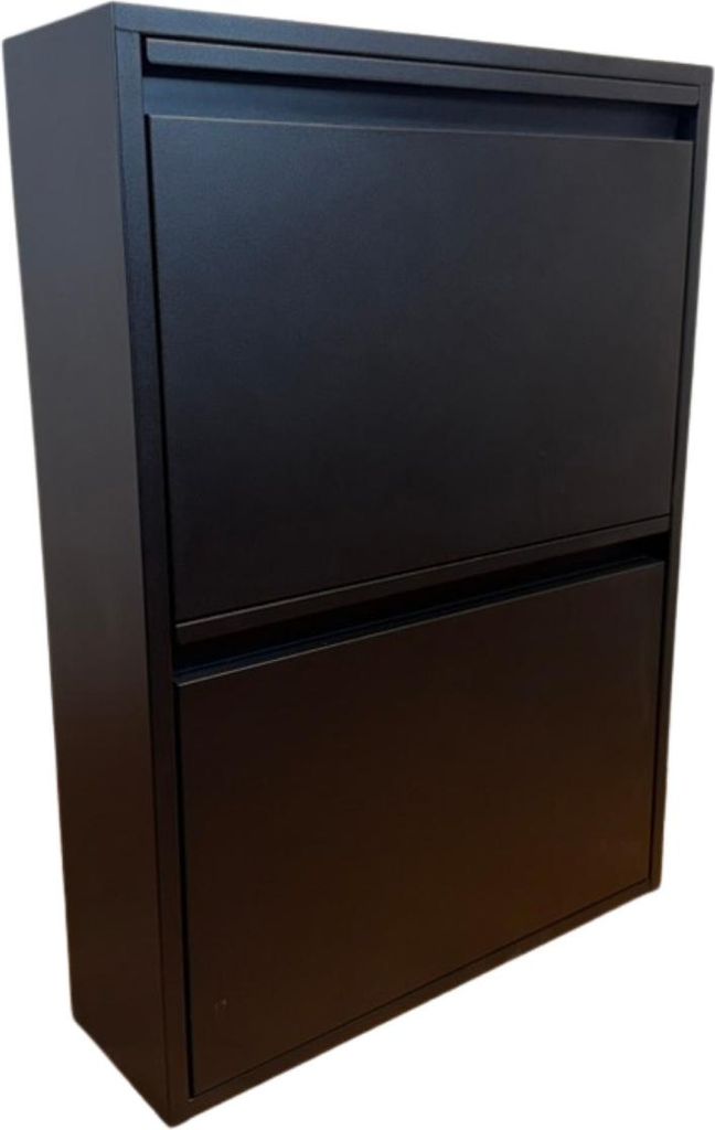 B&W Schuhschrank / Schuhkipper 2 Klappen Metall montiert, Farbwahl:Schwarz