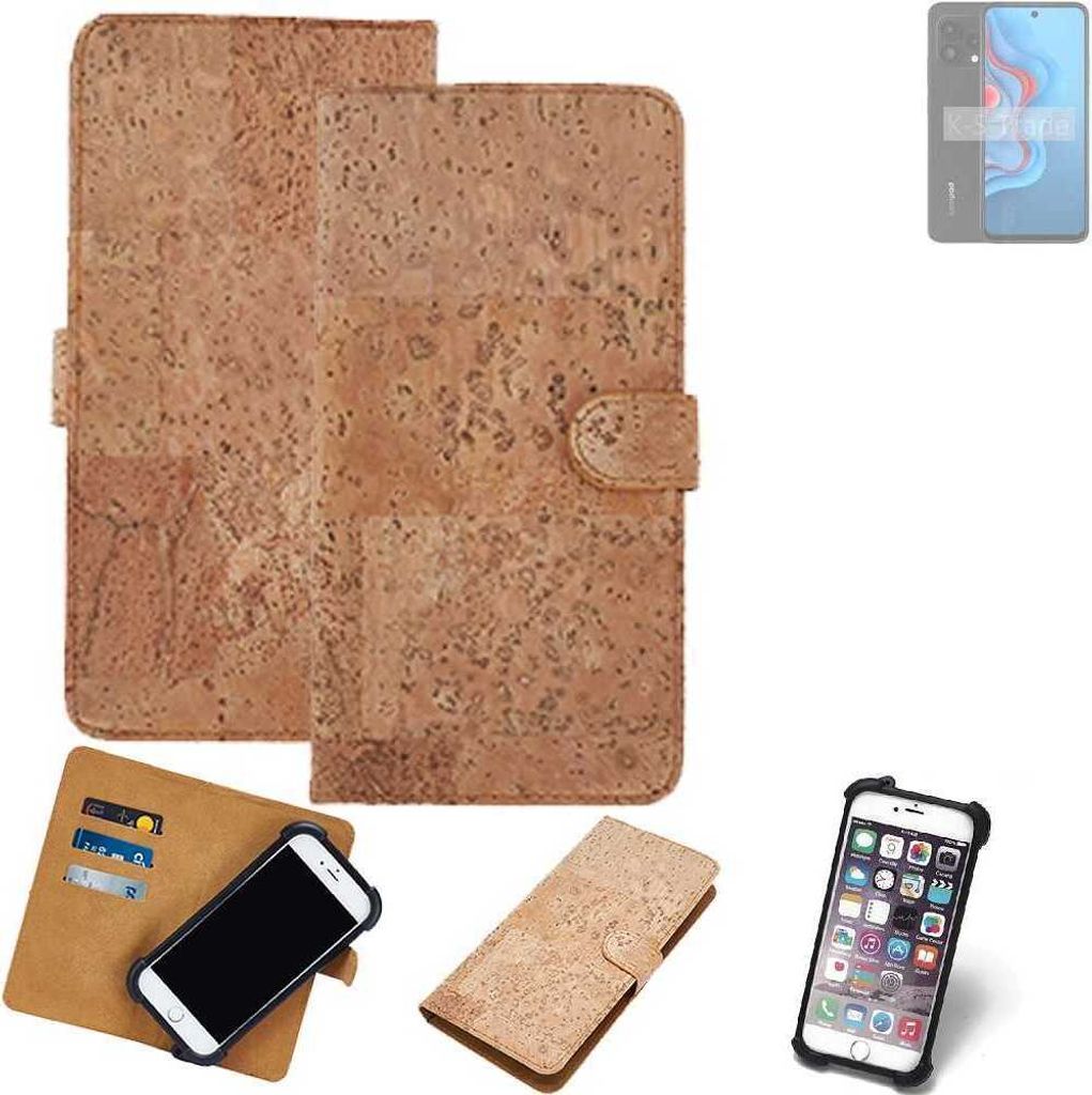K-S-Trade Hülle kompatibel mit Coolpad CP12s Kork Handyhülle Cover Schutzhülle TPU Case Bumper in Hellbraun, (1x)