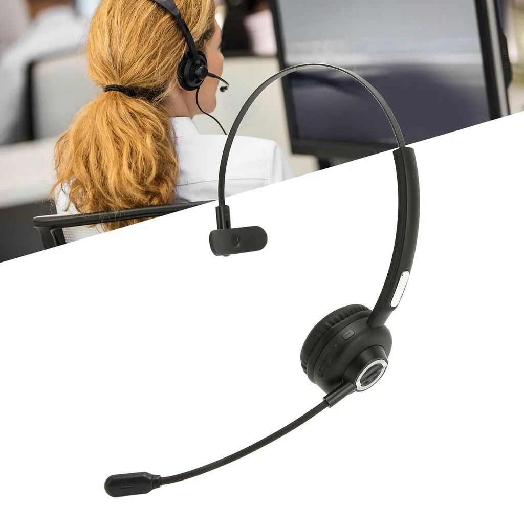 Casque Bluetooth monaural avec micro rotatif et base de charge sans fil