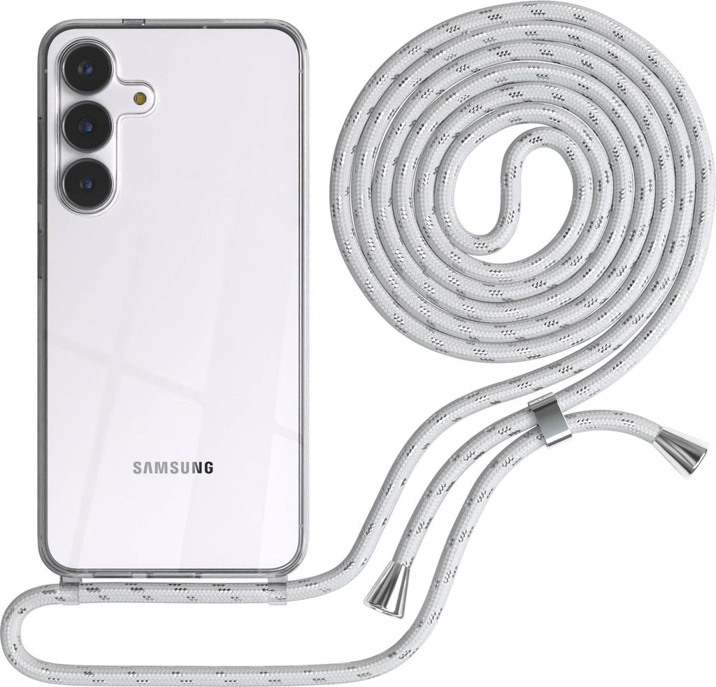 EAZY CASE Handykette mit Hülle für Samsung Galaxy S25 FE Backcover Handykette, zum Umhängen in Weiß
