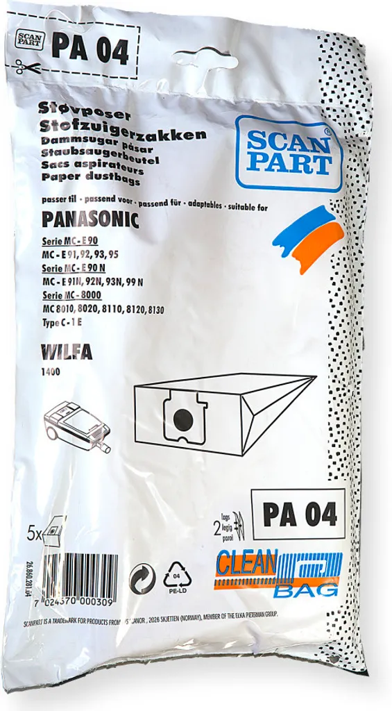 Kit 5 Sacchetti Scanpart PA04 Compatibili Panasonic - Ricambio Top