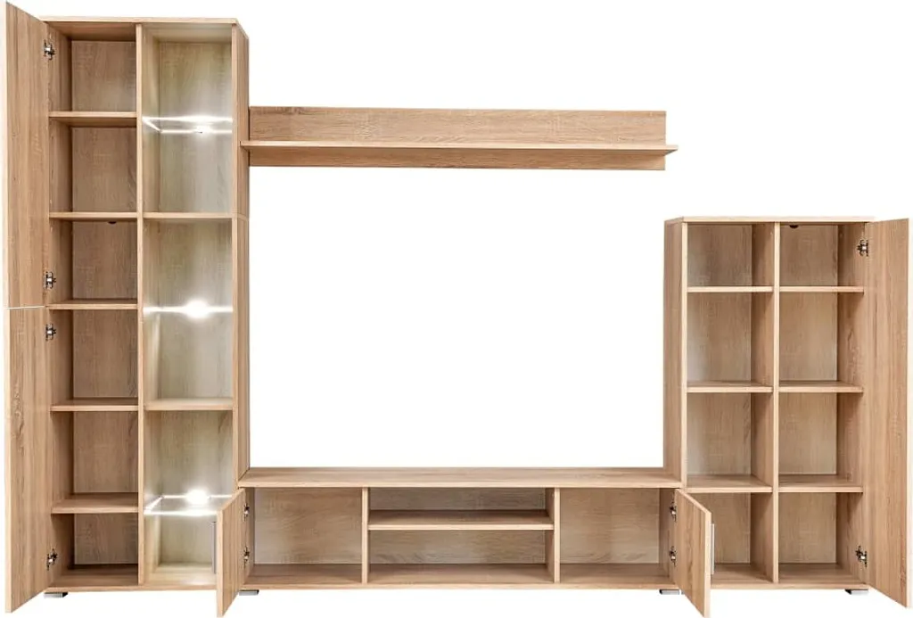 Meuble TV avec LED Chêne Sonoma - Rangement Multimédia Design et Robuste