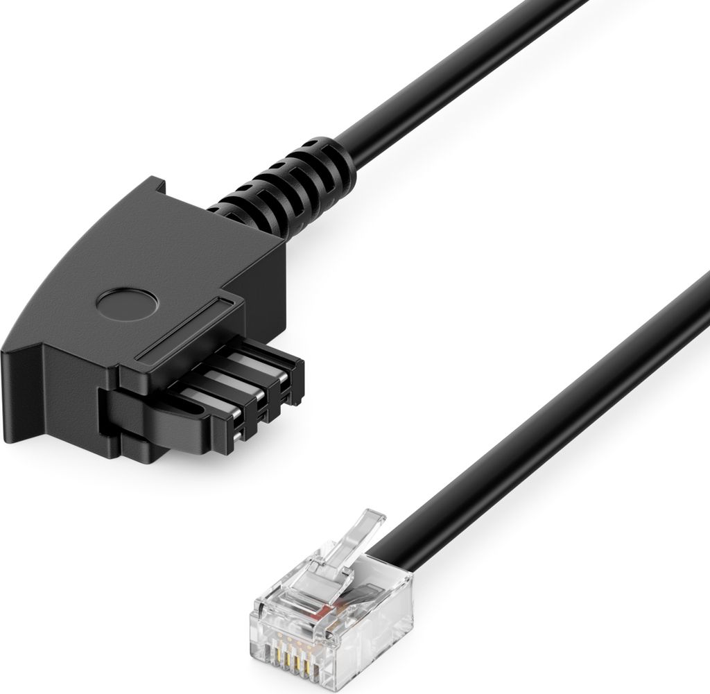 deleyCON 15m Telefonkabel TAE-F Stecker auf RJ11 Stecker Int. Norm 6P4C Flachkabel Analoge Endgeräte an TAE-F Telefondose Telefon Fax Modem Router...