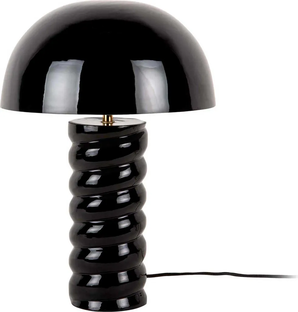 Lampe de Table Design Noir Brillant Ø30cm pour Salon et Bureau Gracio