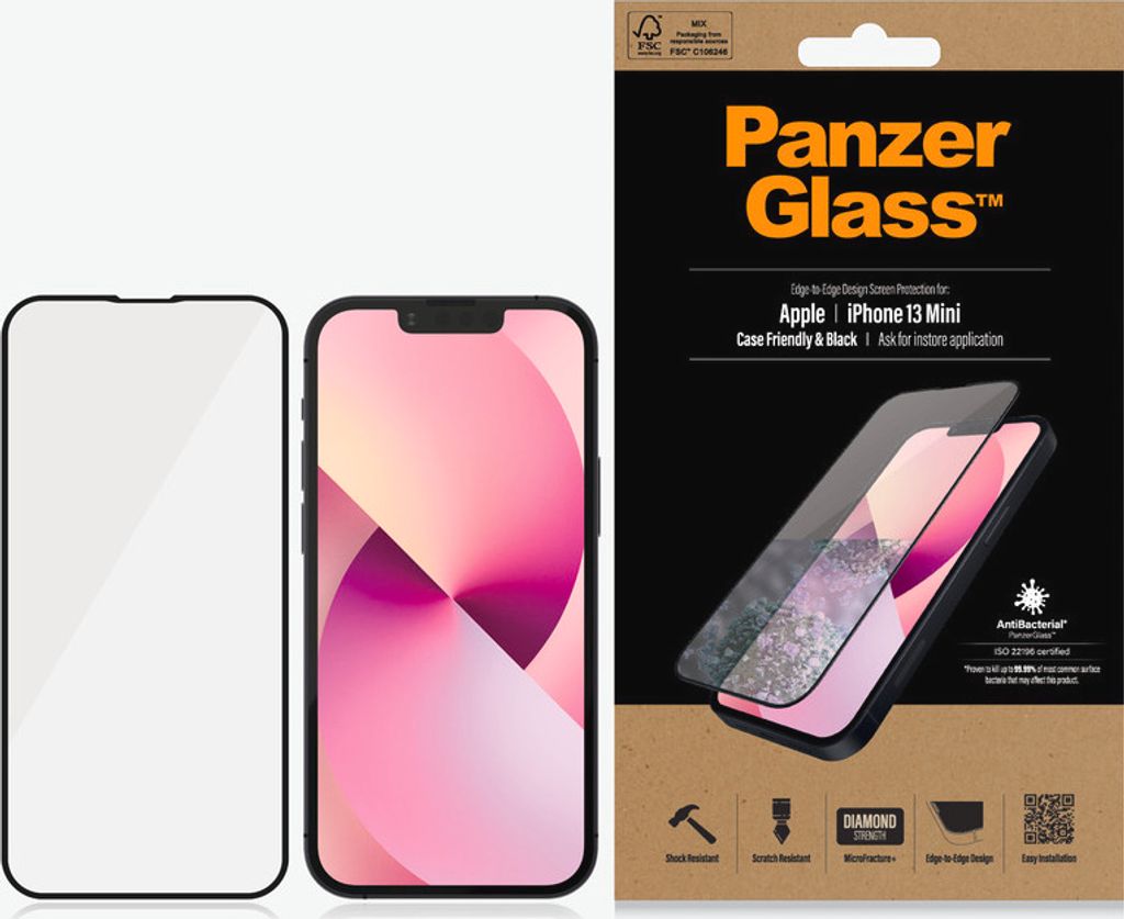 Panzerglass E2E Microfracture AntiBacterial Glas für Iphone Produktbild 