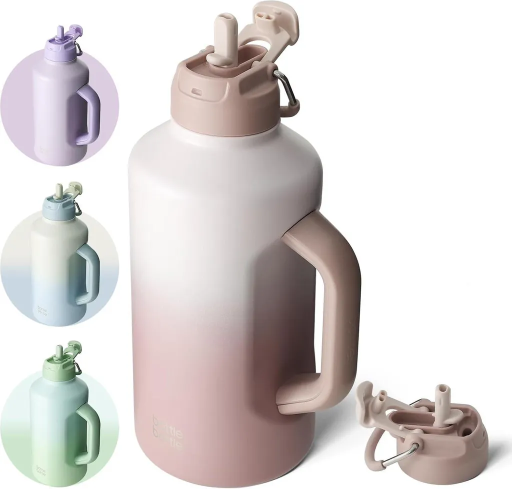 Borraccia Termica 1.8L Rosa Sfumato - Bottiglia Acciaio Inox con Cannuccia