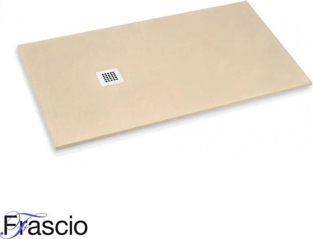 Duschwanne 65X160 cm Vulcano Line Slim Hellelfenbein Ral 1015 aus Kunstharz und Marmorpulver mit freiem Abfluss - FRASCIO