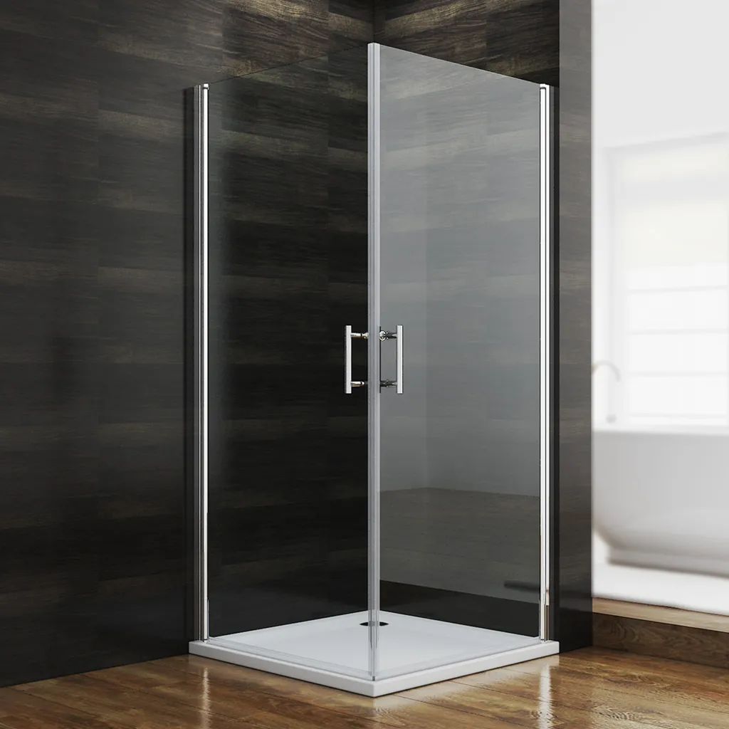 Douche accès d'angle 80x80 SONNI avec verre Nano et porte pivotante