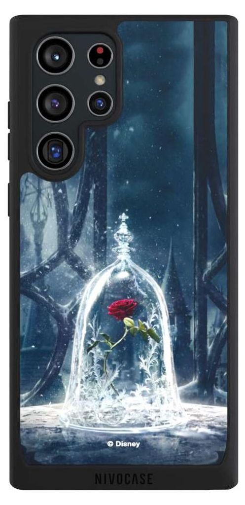 NIVOCASE Handyhülle für Samsung Galaxy S22 Ultra Hülle NIVOpure Case Schwarz Die Schöne und das Biest Disney Princess Rose