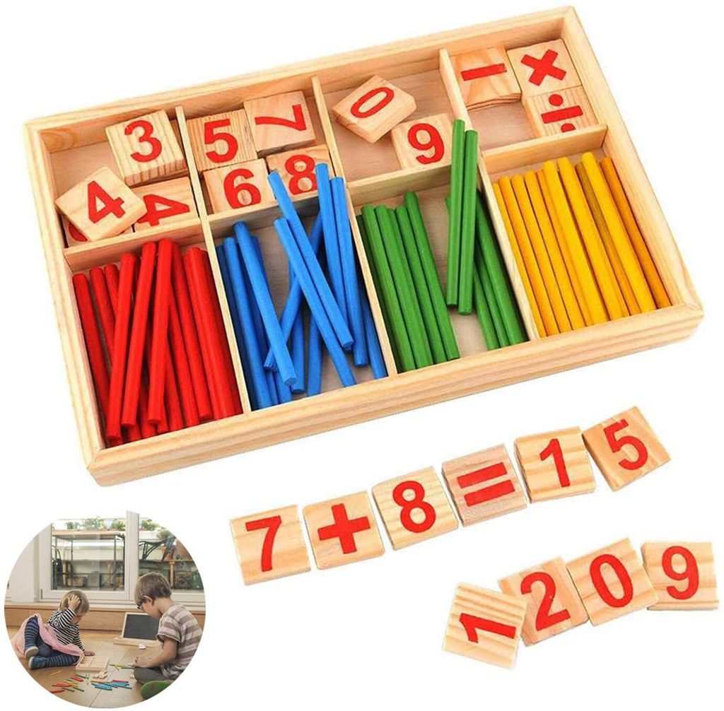 Montessori Spielzeug Einmaleins Mathematik Holz Zahlen Lernspiel Kinder Geschenk 