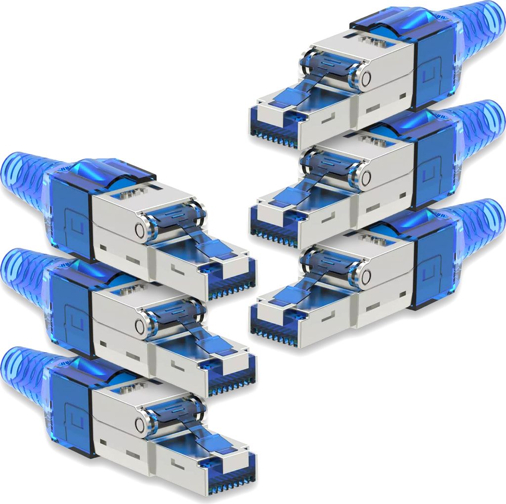 6x Netzwerk Stecker CAT 7 Werkzeuglos RJ45 CAT7 Netzwerkstecker Netzwerkkabel