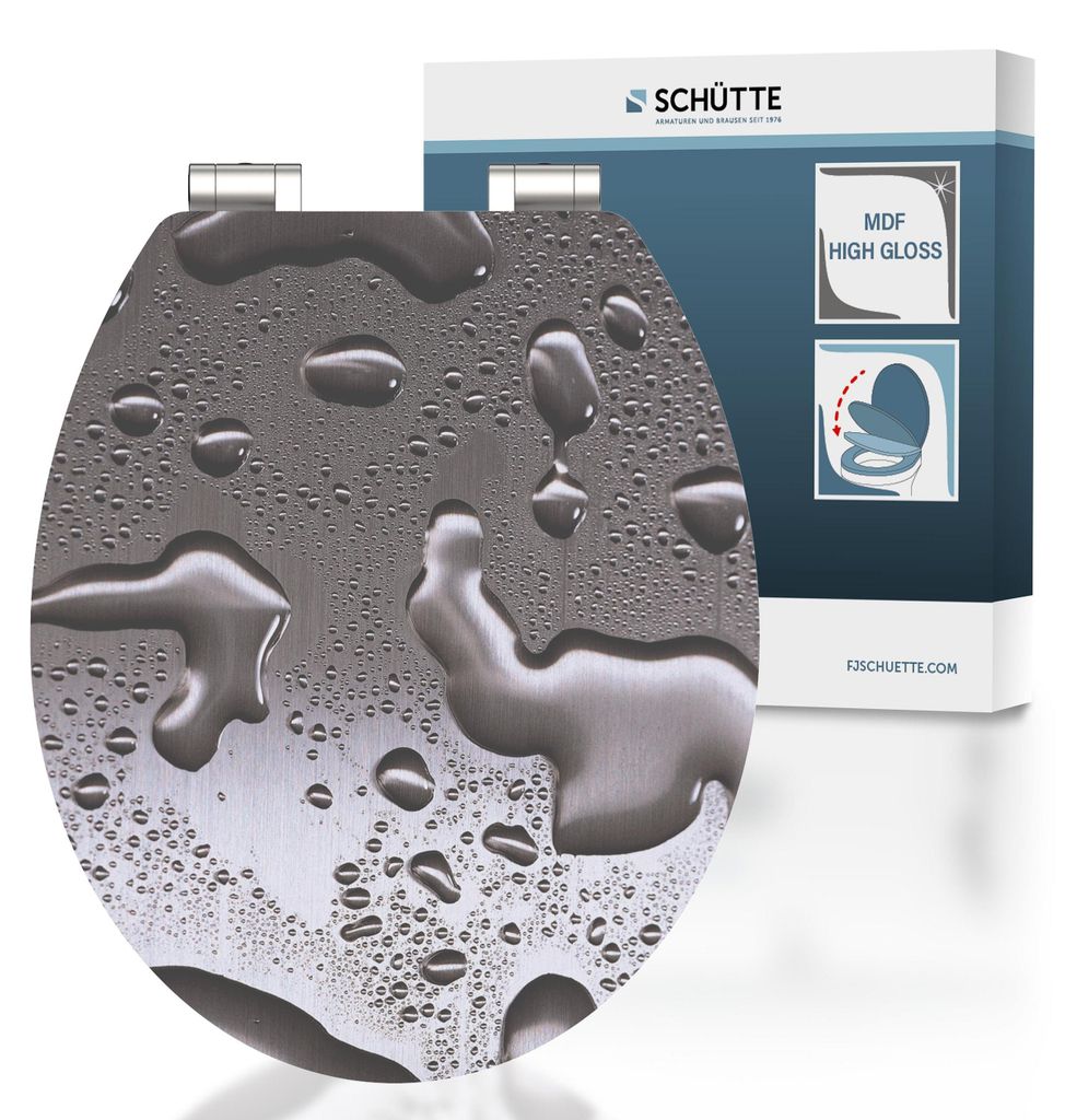 SCHÜTTE WC Sitz GREY STEEL High Gloss mit MDF Holzkern, Produktbild 