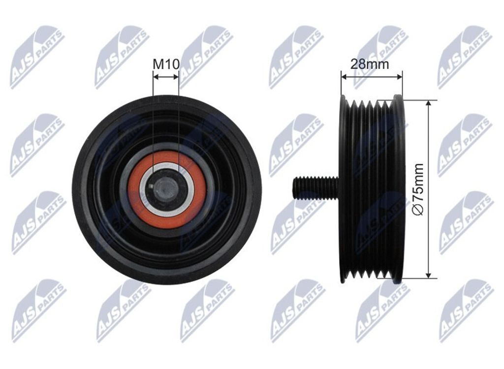 NTY Umlenkrolle Keilriemen RNK-LR-012 für LAND ROVER Range Rover Evoque (L538) 28mm 75mm