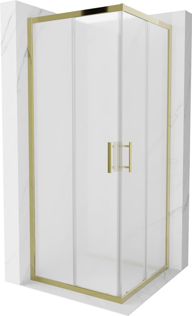 Mexen Rio quadratische Duschkabine 80 x 80 cm, Frost, Gold - 860-080-080-50-30