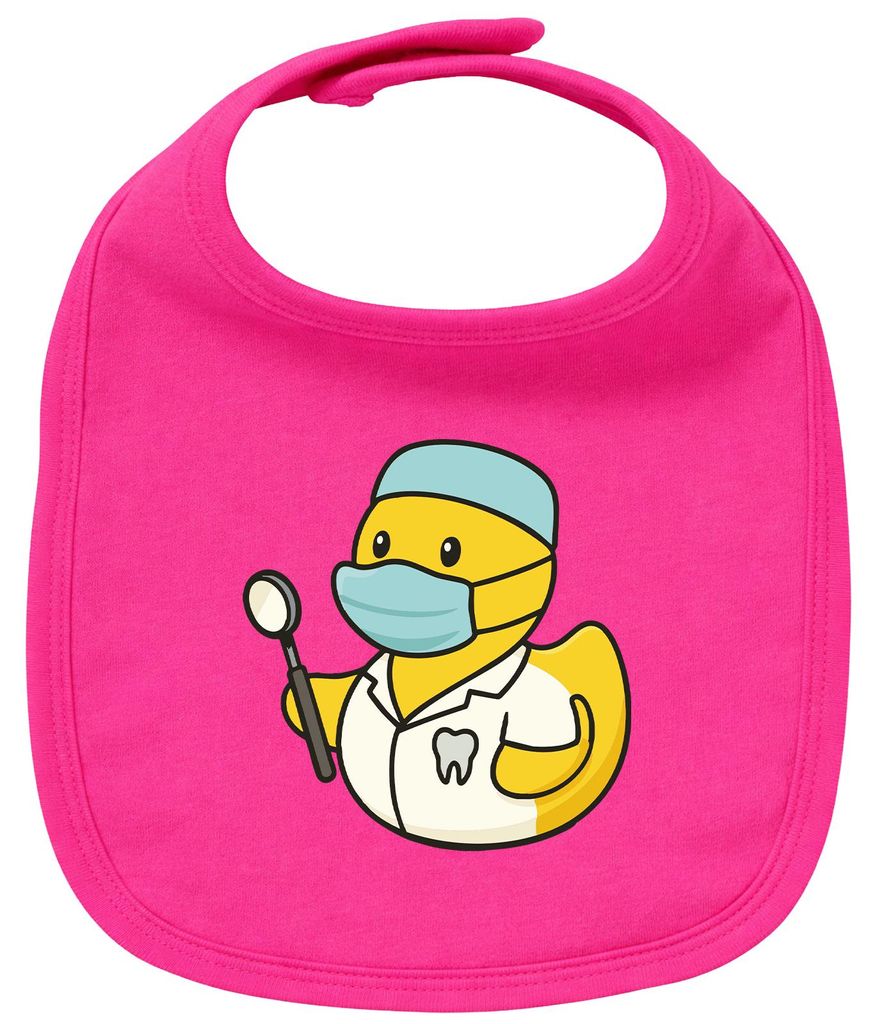 Huuraa Baby Lätzchen Quietscheente Zahnmedizin Comic Gummiente Cherry Pink Klettverschluss Baumwolle Latz Geschenkidee