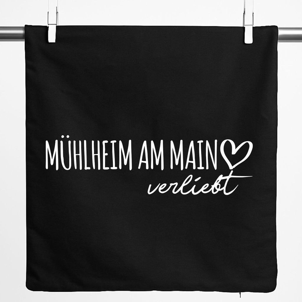 Huuraa Kissenbezug Mühlheim am Main verliebt 40x40cm Black Baumwolle Dekokissenbezug Geschenkidee
